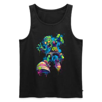 Neon Zombie Streetstyle Bande dessinée Skater Graffiti Look - Débardeur bio Premium Homme - noir - Devant - Michal (187cm)