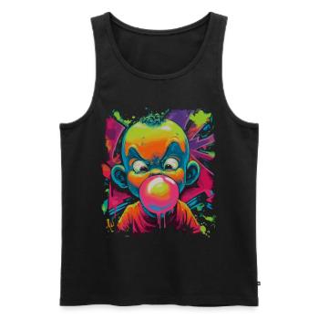 Angry Bubblegum Kid Comic Street Art Neon Look - Men's Premium Organic Tank Top - black - Front - AI Model Male 178 light (178cm)