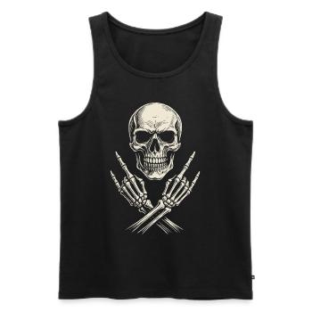 Musique Rock, Crâne, Main De Roche, Heavy Metal - Débardeur bio Premium Homme - noir - Devant - Michal (187cm)