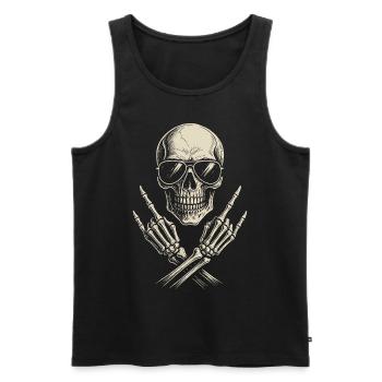 Musique Rock, Crâne, Main De Roche, Heavy Metal - Débardeur bio Premium Homme - noir - Devant - Michal (187cm)