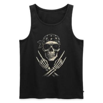 Musique Rock, Crâne, Main De Roche, Heavy Metal - Débardeur bio Premium Homme - noir - Devant - Michal (187cm)