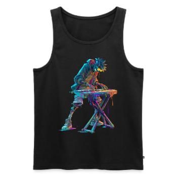 Bunter Keyboarder Streetart Comic Musikdesign - Männer Premium Bio Tank Top - Schwarz - Vorne - Michal (187cm)
