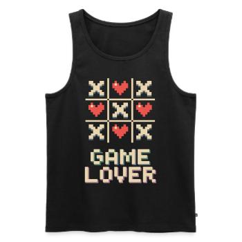 Pixel Heart Tic Tac Toe - Débardeur bio Premium Homme - noir - Devant - Michal (187cm)