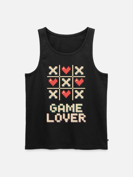 Pixel Herz Tic Tac Toe - Männer Premium Bio Tank Top - Schwarz
