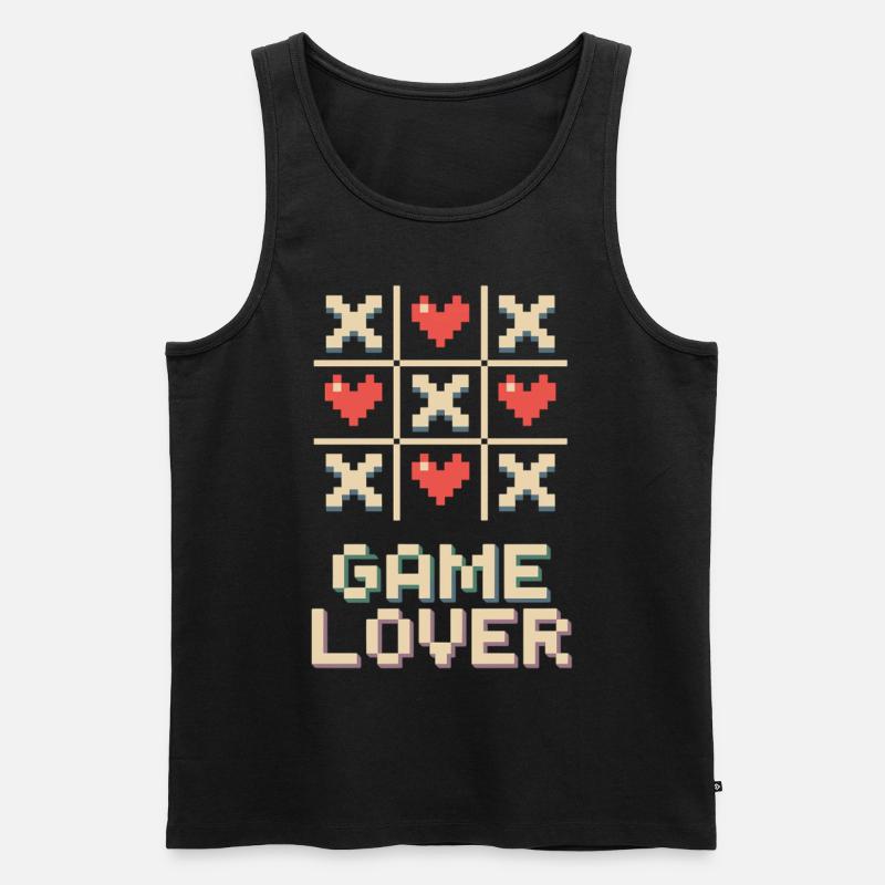 Pixel Herz Tic Tac Toe - Männer Premium Bio Tank Top - Schwarz
