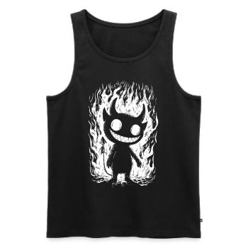 Grinning Devil Cartoon – Black Humor Devil - Men's Premium Organic Tank Top - black - Front - AI Model Male 178 light (178cm)
