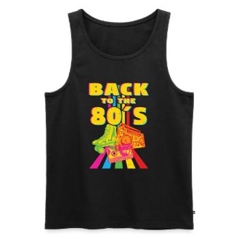 1 Retour aux années 80 - Débardeur bio Premium Homme - noir - Devant - AI Model Male 178 light (178cm)