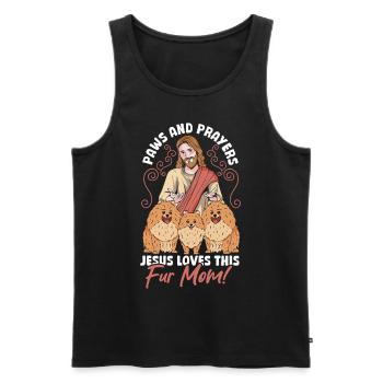 Hund Mama Pfoten Und Gebete: Jesus Hunde Mutter - Männer Premium Bio Tank Top - Schwarz - Vorne - AI Model Male 178 light (178cm)
