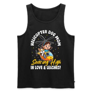 Helicopter Dog Mom Love & Leashes! Dog mom - Men's Premium Organic Tank Top - black - Front - AI Model Male 178 light (178cm)