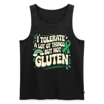 Kein Gluten, kein Problem - Glutenfrei mit Stil - Männer Premium Bio Tank Top - Schwarz - Vorne - AI Model Male 178 light (178cm)