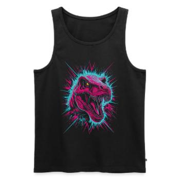 Neon Dino - Prehistoric Meets Future - Men's Premium Organic Tank Top - black - Front - AI Model Male 178 light (178cm)