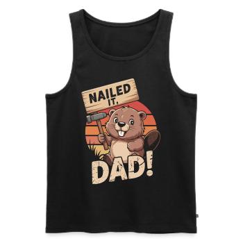 Handyman Dad with Heart - Beaver Strong, Dad! - Men's Premium Organic Tank Top - black - Front - AI Model Male 178 light (178cm)