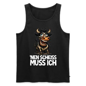 lustige Kuh Cartoon Humor Spruch - Männer Premium Bio Tank Top - Schwarz - Vorne - Michal (187cm)