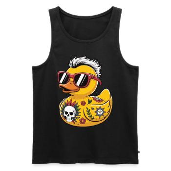 punk caoutchouc canard lunettes de soleil crâne tatouage fleur - Débardeur bio Premium Homme - noir - Devant - AI Model Male 178 light (178cm)