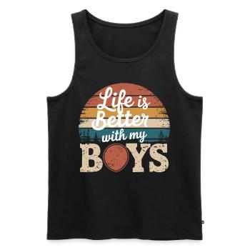 Vater - Besser leben mit meinen Jungs - Männer Premium Bio Tank Top - Schwarz - Vorne - AI Model Male 178 light (178cm)