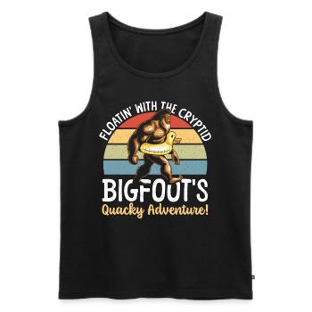 Swimming with Bigfoot rubber duck - Men's Premium Organic Tank Top - black - Front - Michal (187cm)