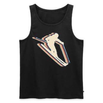 Skiing Ski Skier Retro Line Art - Men's Premium Organic Tank Top - black - Front - AI Model Male 178 light (178cm)