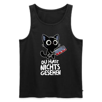 Du hast nichts gesehen - Süße Katze mit Messer - Männer Premium Bio Tank Top - Schwarz - Vorne - Michal (187cm)