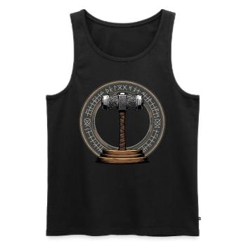 Wikinger Hammer Krieger Walhalla Runenkreis Thor - Männer Premium Bio Tank Top - Schwarz - Vorne - Michal (187cm)