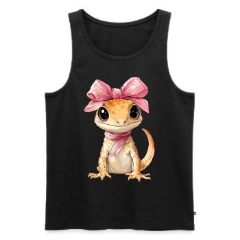 Coquette Bow Bonnet Gecko Lizard Mom Girl Pink - Men's Premium Organic Tank Top - black - Front - AI Model Male 178 light (178cm)