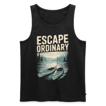 Sortez de la vie quotidienne – Chemise de voyage en kayak - Débardeur bio Premium Homme - noir - Devant - AI Model Male 178 light (178cm)
