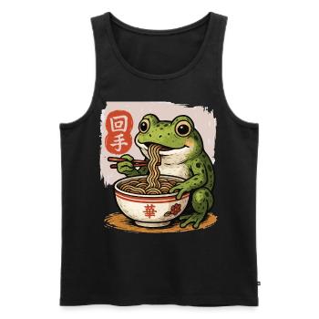 Cartoon Frosch Essen Ramen Bowl Asiatisches Essen - Männer Premium Bio Tank Top - Schwarz - Vorne - Michal (187cm)