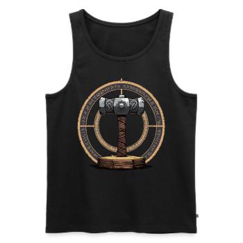 Wikinger Hammer Krieger Walhalla Runenkreis Thor - Männer Premium Bio Tank Top - Schwarz - Vorne - Michal (187cm)