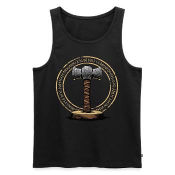Wikinger Hammer Krieger Walhalla Runenkreis Thor - Männer Premium Bio Tank Top - Schwarz - Vorne - Michal (187cm)