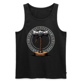 Wikinger Hammer Krieger Walhalla Runenkreis Thor - Männer Premium Bio Tank Top - Schwarz - Vorne - Michal (187cm)
