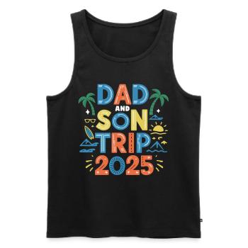Papa und Sohn Abenteuer 2025 - Männer Premium Bio Tank Top - Schwarz - Vorne - Michal (187cm)