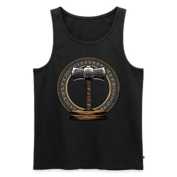 Wikinger Hammer Krieger Walhalla Runenkreis Thor - Männer Premium Bio Tank Top - Schwarz - Vorne - Michal (187cm)