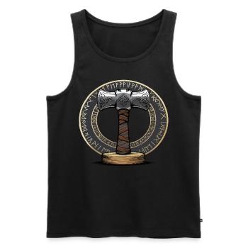 Wikinger Hammer Krieger Walhalla Runenkreis Thor - Männer Premium Bio Tank Top - Schwarz - Vorne - Michal (187cm)