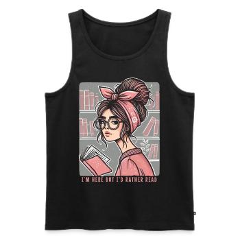 Retro Book Girl Motif for Frequent Readers with Style - Men's Premium Organic Tank Top - black - Front - Michal (187cm)