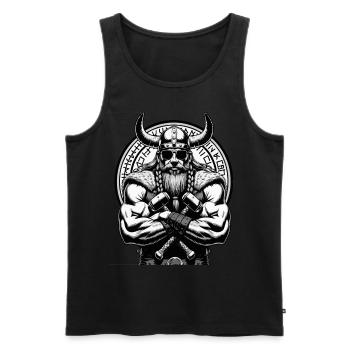 Mythologie nordique Viking Guerrier Valhalla - Débardeur bio Premium Homme - noir - Devant - Michal (187cm)