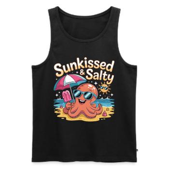 Strand, Sonne & Tentakel - Sunkissed & Salty - Männer Premium Bio Tank Top - Schwarz - Vorne - Michal (187cm)