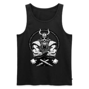 Mythologie nordique Viking Guerrier Valhalla - Débardeur bio Premium Homme - noir - Devant - AI Model Male 178 light (178cm)
