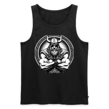 Mythologie nordique Viking Guerrier Valhalla - Débardeur bio Premium Homme - noir - Devant - Michal (187cm)