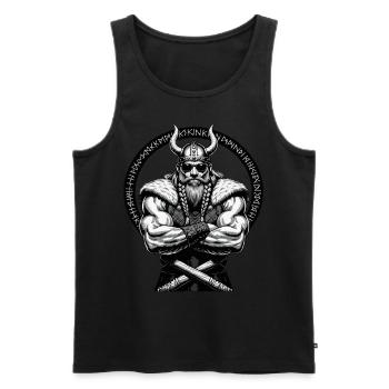 Mythologie nordique Viking Guerrier Valhalla - Débardeur bio Premium Homme - noir - Devant - Michal (187cm)