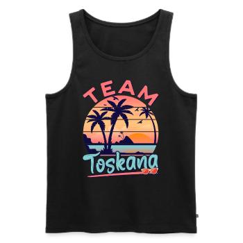 Tuscany Holiday Party Outfit Team Tuscany - Men's Premium Organic Tank Top - black - Front - AI Model Male 178 light (178cm)