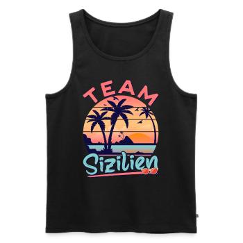Sicile Tenue de fête de vacances Équipe Sicile - Débardeur bio Premium Homme - noir - Devant - AI Model Male 178 light (178cm)