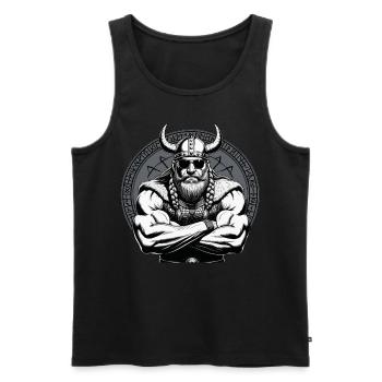 Mythologie nordique Viking Guerrier Valhalla - Débardeur bio Premium Homme - noir - Devant - AI Model Male 178 light (178cm)