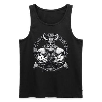 Nordische Mythologie Wikinger Krieger Valhalla - Männer Premium Bio Tank Top - Schwarz - Vorne - Michal (187cm)