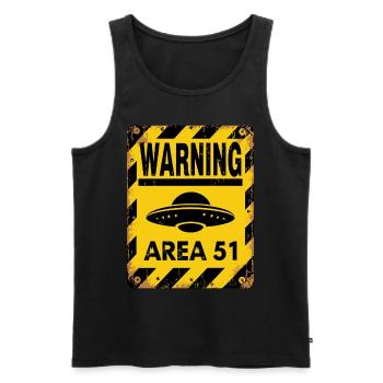 Area 51 UFO-Warnung – Betreten auf eigene Gefahr - Männer Premium Bio Tank Top - Schwarz - Vorne - Michal (187cm)