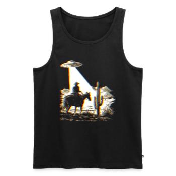 Space Cowboy - UFO - Retro Grafik - Aberration - Männer Premium Bio Tank Top - Schwarz - Vorne - AI Model Male 178 light (178cm)