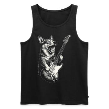 Cool Corgi Dog Lover Jouant De La Musique De La Guitare Electrique - Débardeur bio Premium Homme - noir - Devant - Michal (187cm)