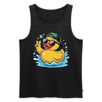 coole Ente Gummiente Cartoon Sonnenbrille Kappe - Männer Premium Bio Tank Top - Schwarz - Vorne - Michal (187cm)