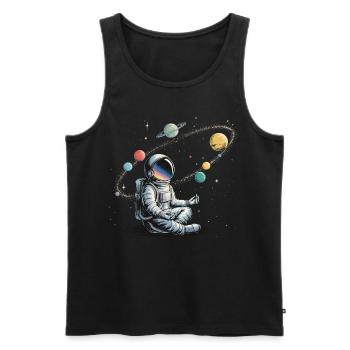 Astronaut Meditation Weltraum Planeten Umlaufbahn - Männer Premium Bio Tank Top - Schwarz - Vorne - AI Model Male 178 light (178cm)
