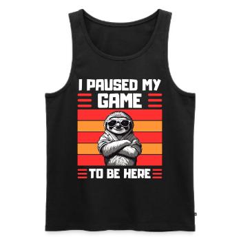 Zocker Faultier Spruch Gaming Humor - Männer Premium Bio Tank Top - Schwarz - Vorne - AI Model Male 178 light (178cm)
