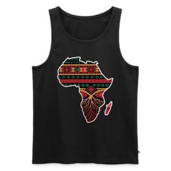 African Pattern Card with Roots - Men's Premium Organic Tank Top - black - Front - AI Model Male 178 light (178cm)