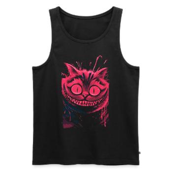 Cheshire Cat Neon – dark crazy cat art - Men's Premium Organic Tank Top - black - Front - AI Model Male 178 light (178cm)